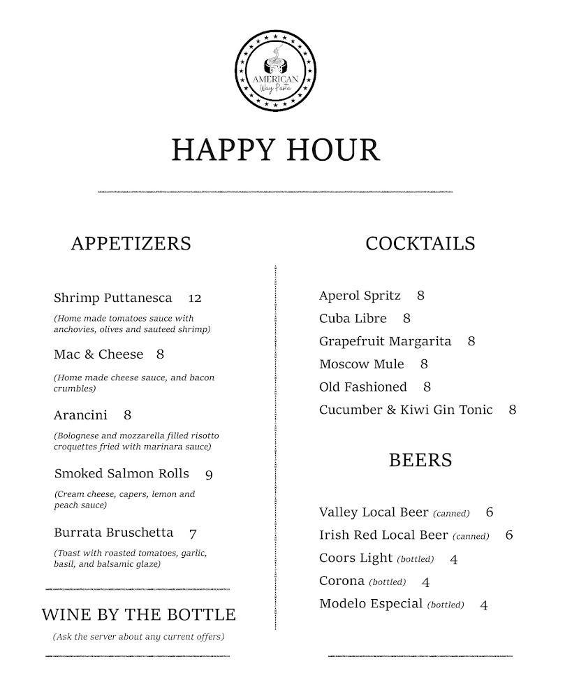 American Way Pasta Menu image 4